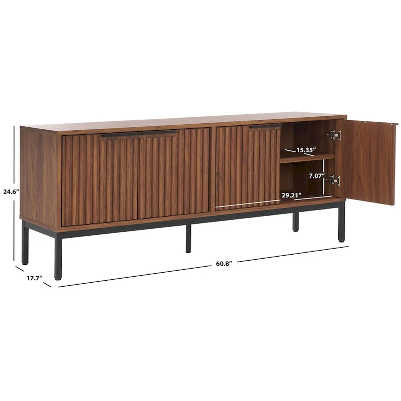 Supporto multimediale per l'intrattenimento SAFAVIEH Deandra a 4 ante (adatto per TV a schermo piatto fino a 65 pollici) - 60,8 pollici x 17,7 pollici x 24,6 pollici - 61 pollici di larghezza x 18 pollici di profondità x 25 pollici di altezza