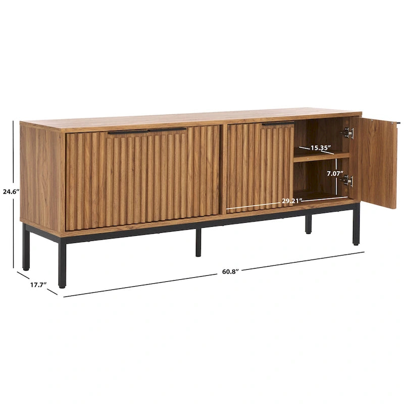 Supporto multimediale per l'intrattenimento SAFAVIEH Deandra a 4 ante (adatto per TV a schermo piatto fino a 65 pollici) - 60,8 pollici x 17,7 pollici x 24,6 pollici - 61 pollici di larghezza x 18 pollici di profondità x 25 pollici di altezza