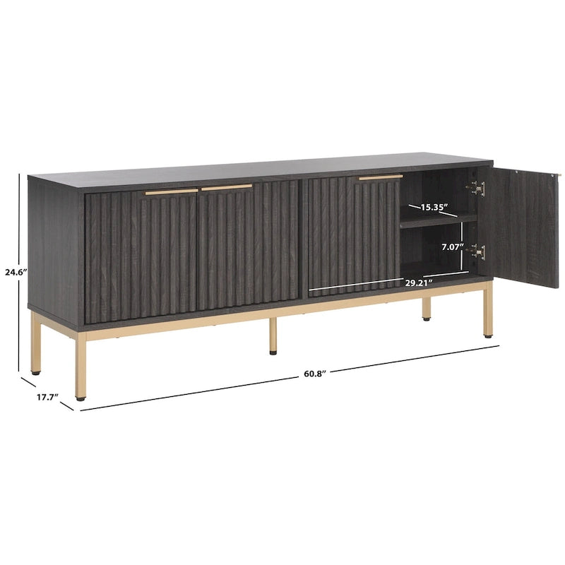 Supporto multimediale per l'intrattenimento SAFAVIEH Deandra a 4 ante (adatto per TV a schermo piatto fino a 65 pollici) - 60,8 pollici x 17,7 pollici x 24,6 pollici - 61 pollici di larghezza x 18 pollici di profondità x 25 pollici di altezza