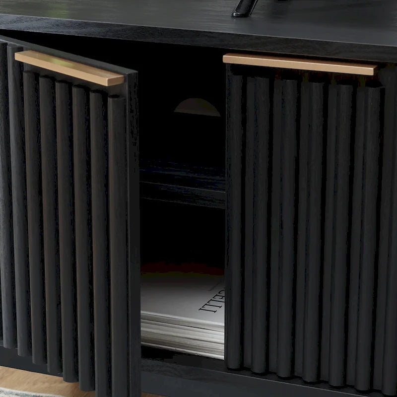 Supporto multimediale per l'intrattenimento SAFAVIEH Deandra a 4 ante (adatto per TV a schermo piatto fino a 65 pollici) - 60,8 pollici x 17,7 pollici x 24,6 pollici - 61 pollici di larghezza x 18 pollici di profondità x 25 pollici di altezza