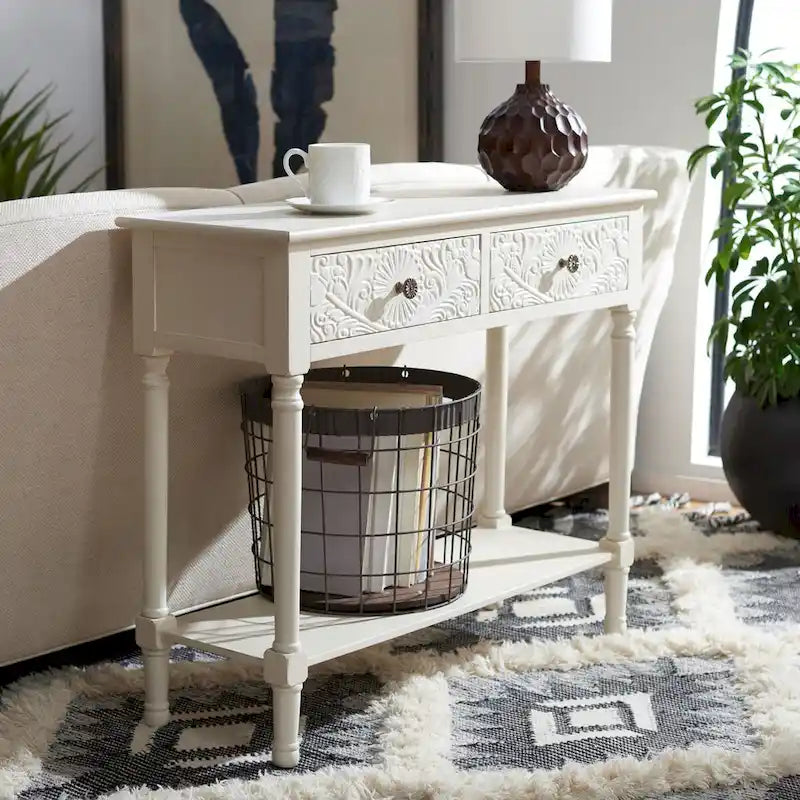 SAFAVIEH Leonia 2-Drawer Console Table - 35.5   W x 13   L x 29.5   H - 36Wx13Dx30H