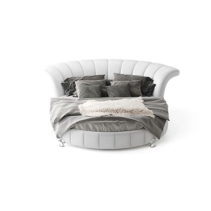 Letto matrimoniale rotondo veneziano in similpelle bianca Sofacraft