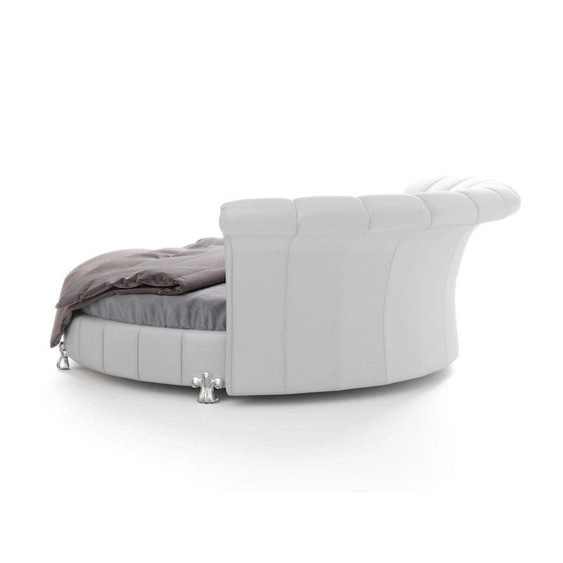 Letto matrimoniale rotondo veneziano in similpelle bianca Sofacraft