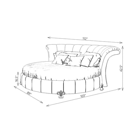 Letto matrimoniale rotondo veneziano in similpelle bianca Sofacraft