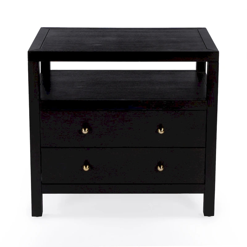 Comodino largo in legno a 2 cassetti Nora