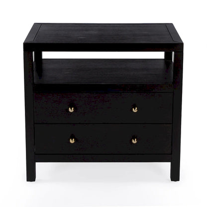 Comodino largo in legno a 2 cassetti Nora