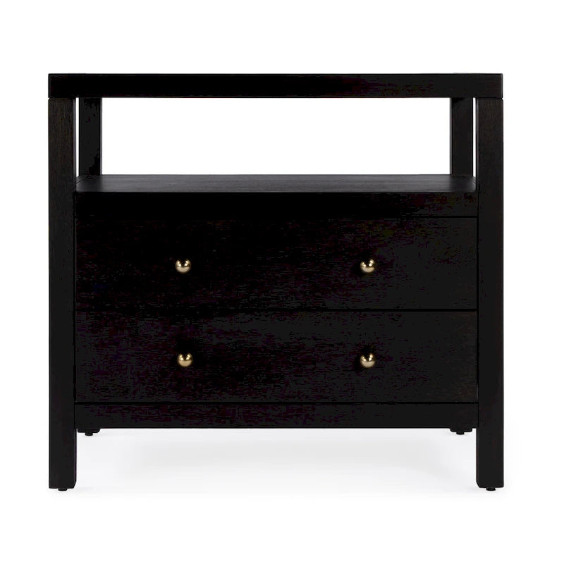 Comodino largo in legno a 2 cassetti Nora