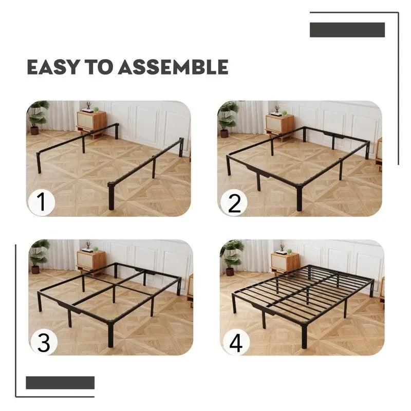 Struttura letto in metallo EGOHOME 14 con facile montaggio e spazio di archiviazione sottostante