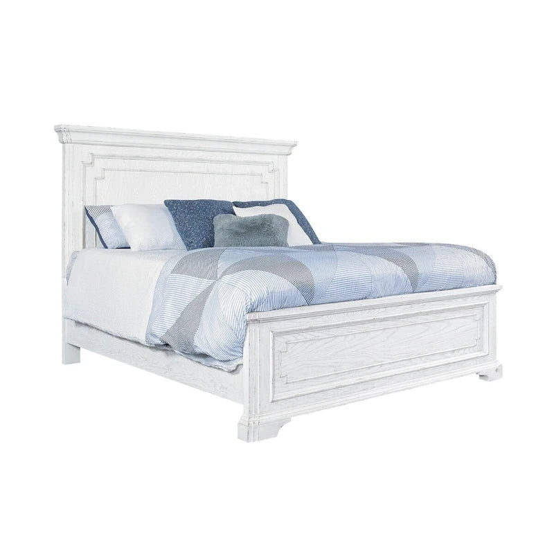Letto con pannelli in legno Clara, White Mist