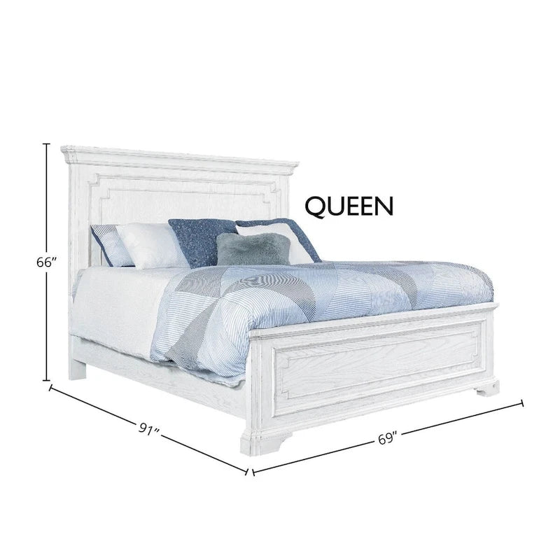 Letto con pannelli in legno Clara, White Mist