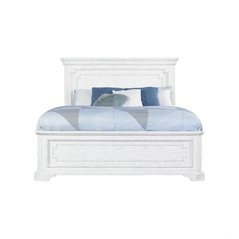 Letto con pannelli in legno Clara, White Mist