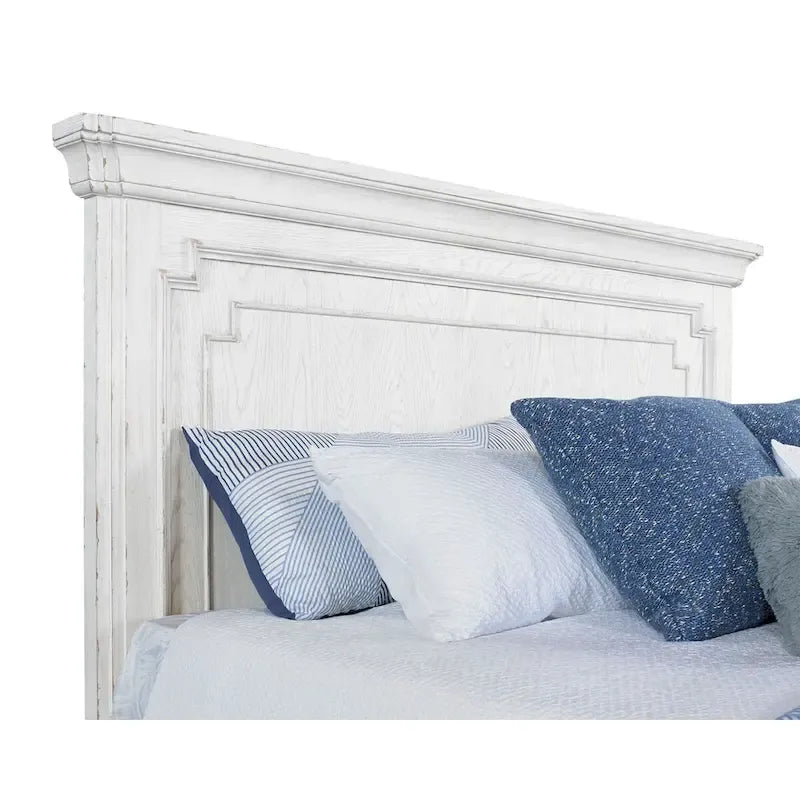 Letto con pannelli in legno Clara, White Mist