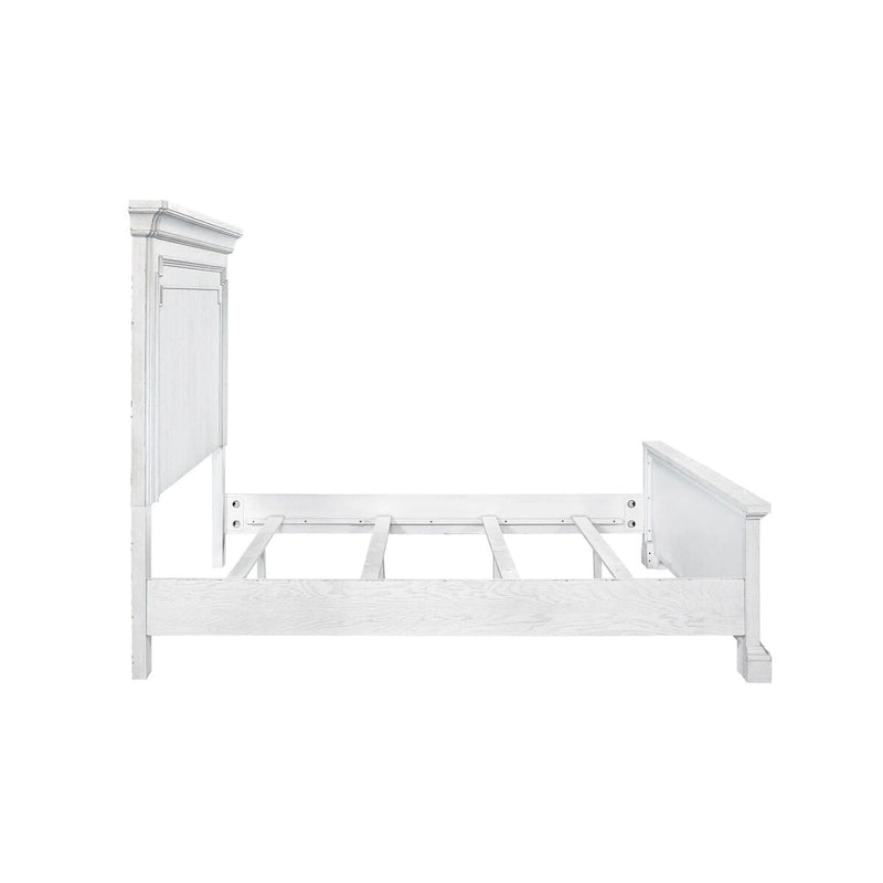 Letto con pannelli in legno Clara, White Mist