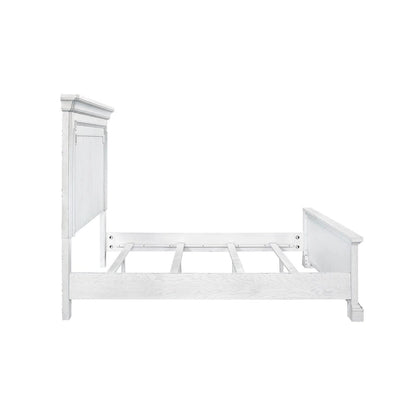 Letto con pannelli in legno Clara, White Mist
