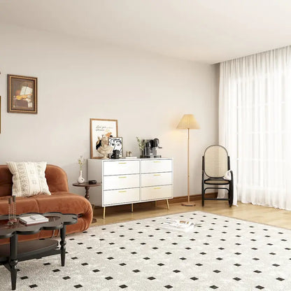 Cassettiera doppia a 6 cassetti con dettagli dorati, soluzione per riporre gli oggetti in camera da letto