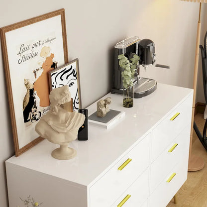 Cassettiera doppia a 6 cassetti con dettagli dorati, soluzione per riporre gli oggetti in camera da letto