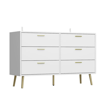 Cassettiera doppia a 6 cassetti con dettagli dorati, soluzione per riporre gli oggetti in camera da letto