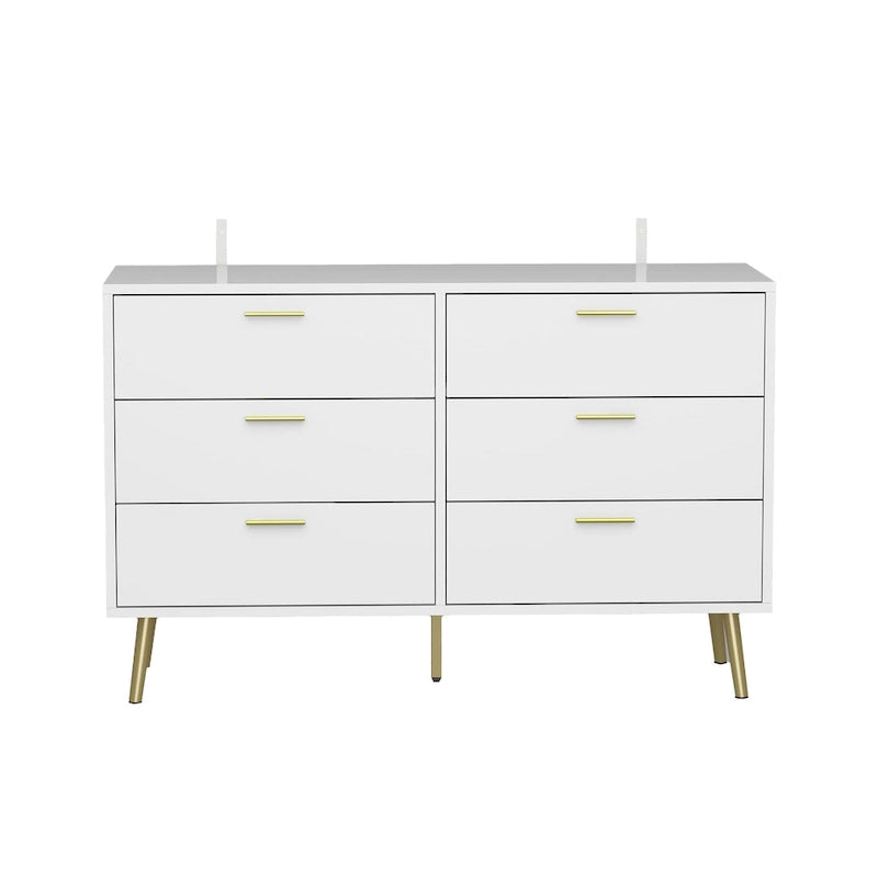 Cassettiera doppia a 6 cassetti con dettagli dorati, soluzione per riporre gli oggetti in camera da letto