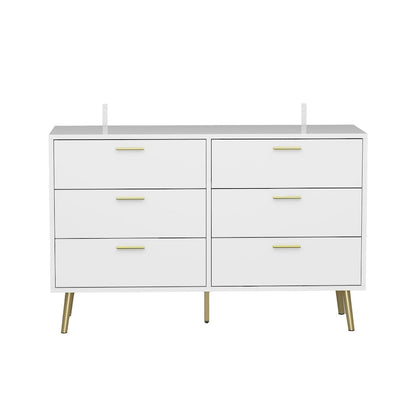 Cassettiera doppia a 6 cassetti con dettagli dorati, soluzione per riporre gli oggetti in camera da letto