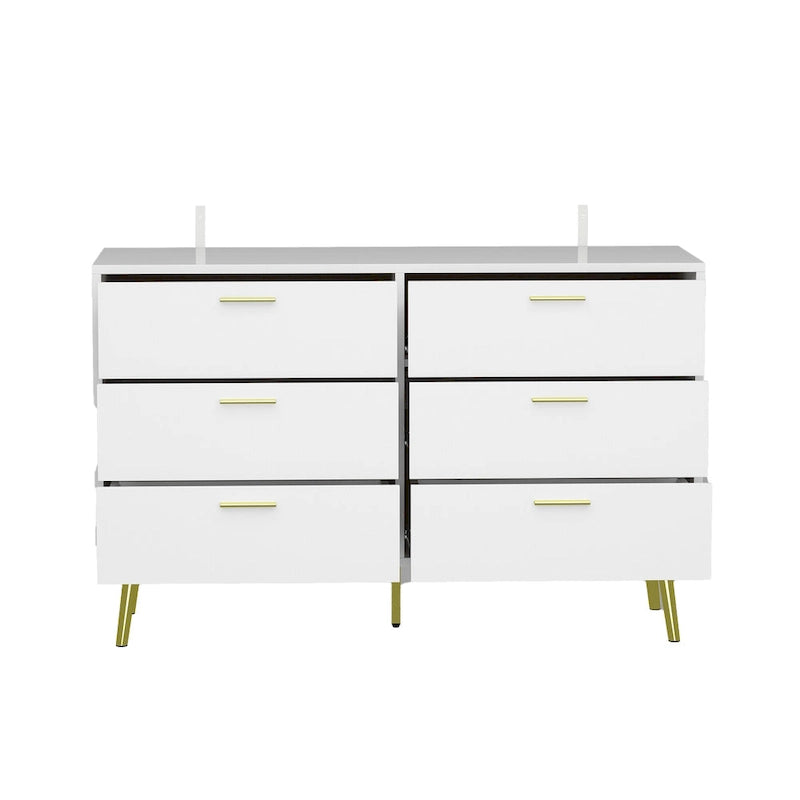Cassettiera doppia a 6 cassetti con dettagli dorati, soluzione per riporre gli oggetti in camera da letto