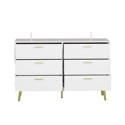 Cassettiera doppia a 6 cassetti con dettagli dorati, soluzione per riporre gli oggetti in camera da letto