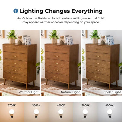 Cassettiera Beau Mid-Century in noce con 5 cassetti e cassetti interconnessi di Furniture of America