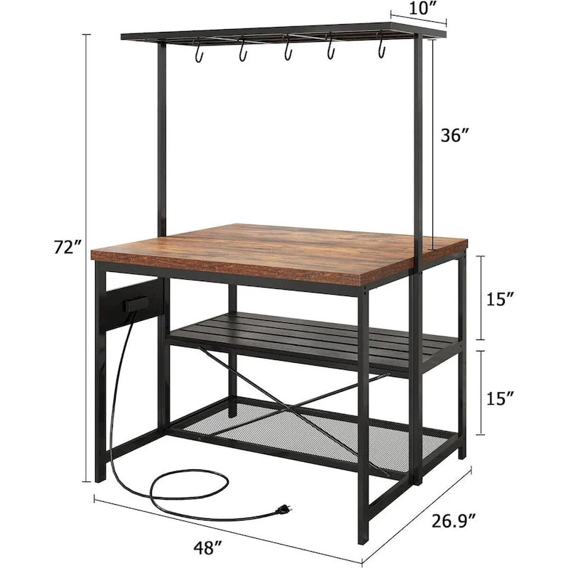 47 Scaffale da cucina con 3 ripiani e ganci - N/D