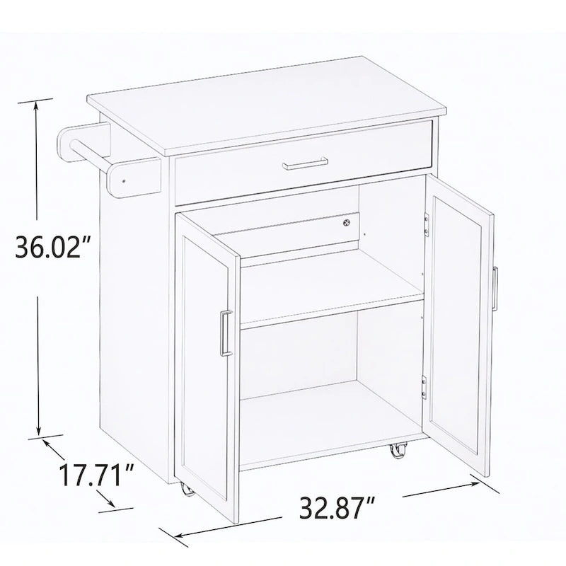 Carrello da cucina con ruote per isola con ripiani regolabili