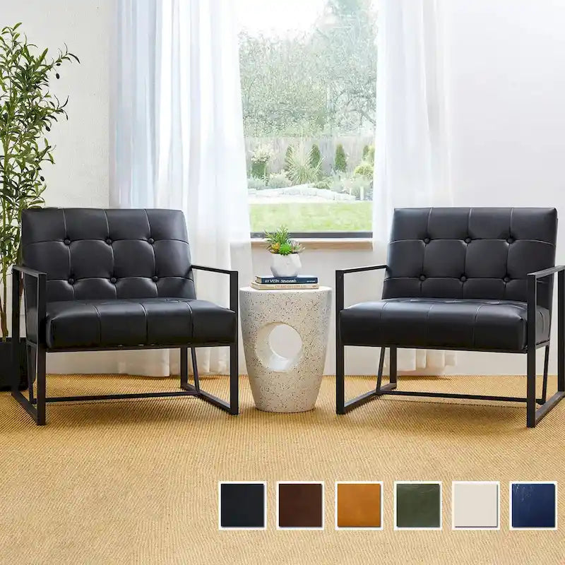 Poltrona imbottita in pelle PU Glitzhome Mid-Century da 29,50 L - 29,5 L x 30,5 A x 29,25 P