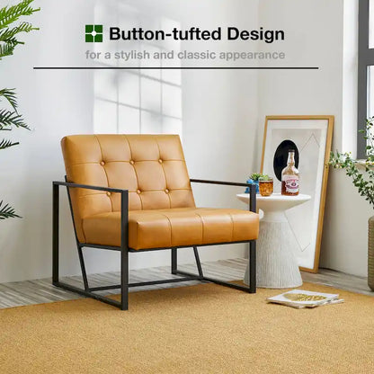 Poltrona imbottita in pelle PU Glitzhome Mid-Century da 29,50 L - 29,5 L x 30,5 A x 29,25 P