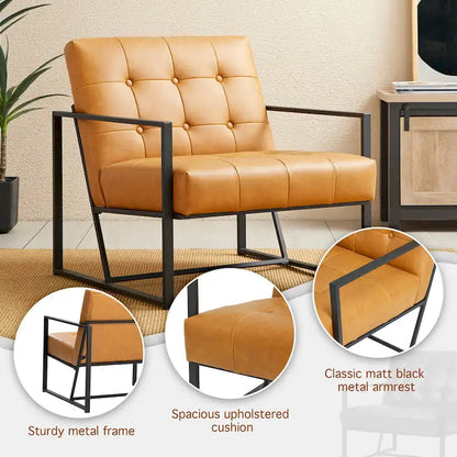 Poltrona imbottita in pelle PU Glitzhome Mid-Century da 29,50 L - 29,5 L x 30,5 A x 29,25 P