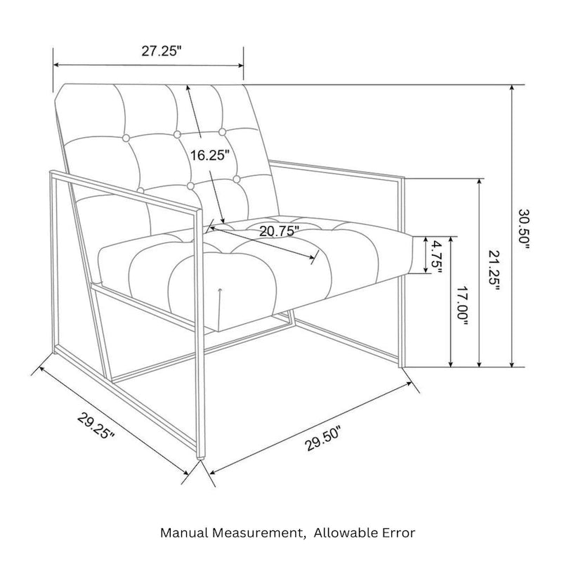 Poltrona imbottita in pelle PU Glitzhome Mid-Century da 29,50 L - 29,5 L x 30,5 A x 29,25 P