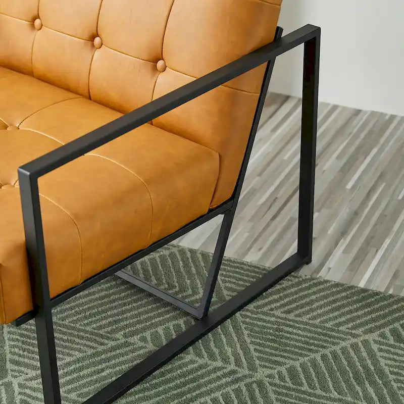 Poltrona imbottita in pelle PU Glitzhome Mid-Century da 29,50 L - 29,5 L x 30,5 A x 29,25 P