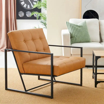 Poltrona imbottita in pelle PU Glitzhome Mid-Century da 29,50 L - 29,5 L x 30,5 A x 29,25 P