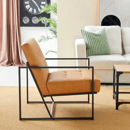 Poltrona imbottita in pelle PU Glitzhome Mid-Century da 29,50 L - 29,5 L x 30,5 A x 29,25 P