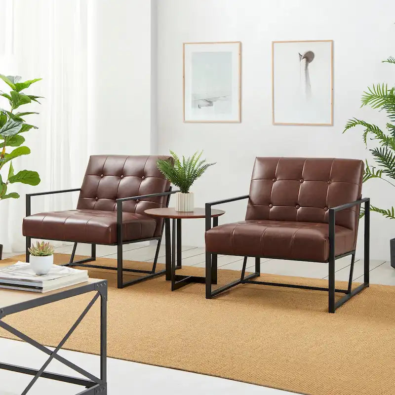 Poltrona imbottita in pelle PU Glitzhome Mid-Century da 29,50 L - 29,5 L x 30,5 A x 29,25 P