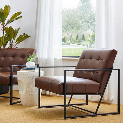 Poltrona imbottita in pelle PU Glitzhome Mid-Century da 29,50 L - 29,5 L x 30,5 A x 29,25 P