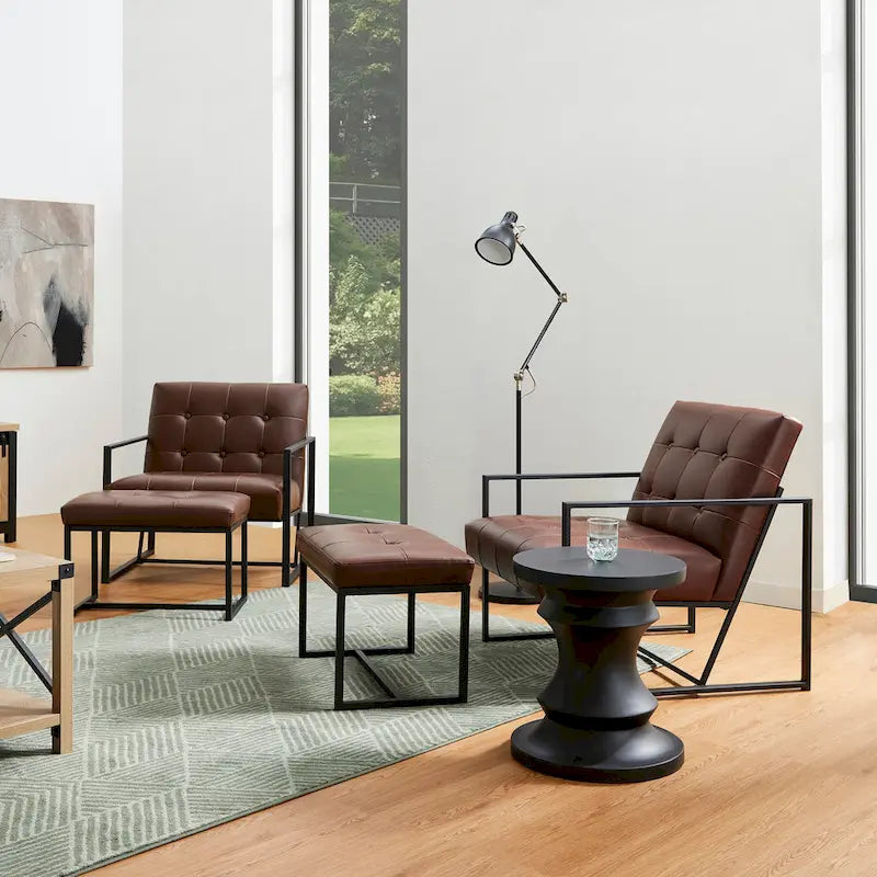 Poltrona imbottita in pelle PU Glitzhome Mid-Century da 29,50 L - 29,5 L x 30,5 A x 29,25 P