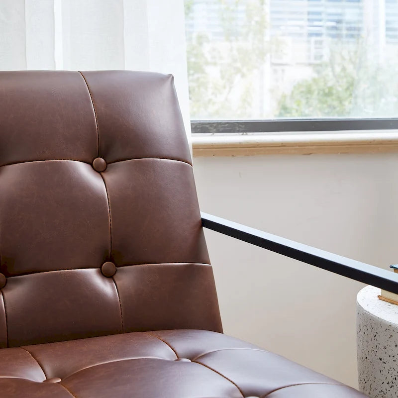 Poltrona imbottita in pelle PU Glitzhome Mid-Century da 29,50 L - 29,5 L x 30,5 A x 29,25 P