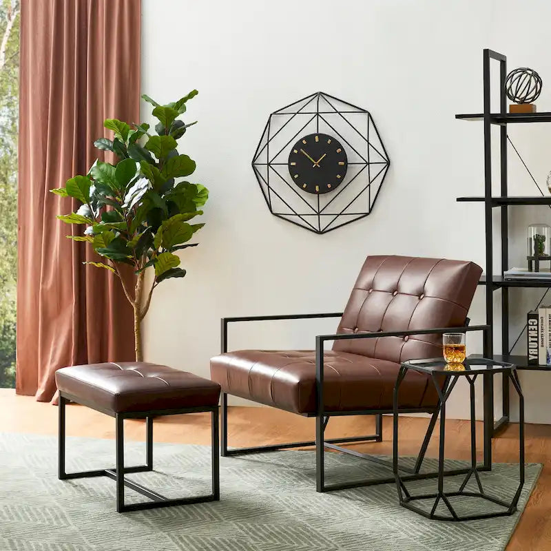 Poltrona imbottita in pelle PU Glitzhome Mid-Century da 29,50 L - 29,5 L x 30,5 A x 29,25 P