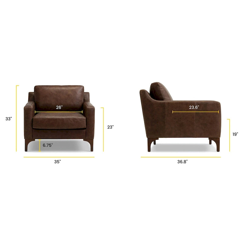 Poltrona lounge Sorrento 35 in Poly &amp; Bark - Vera pelle italiana pieno fiore