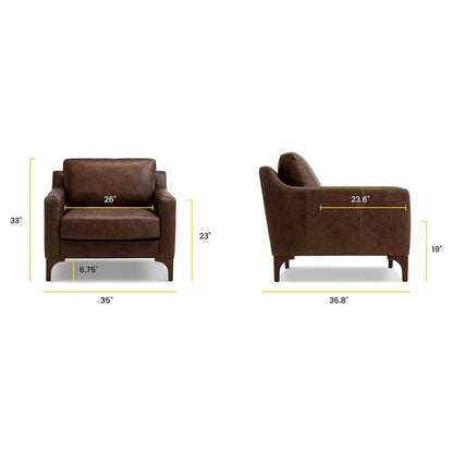 Poltrona lounge Sorrento 35 in Poly &amp; Bark - Vera pelle italiana pieno fiore