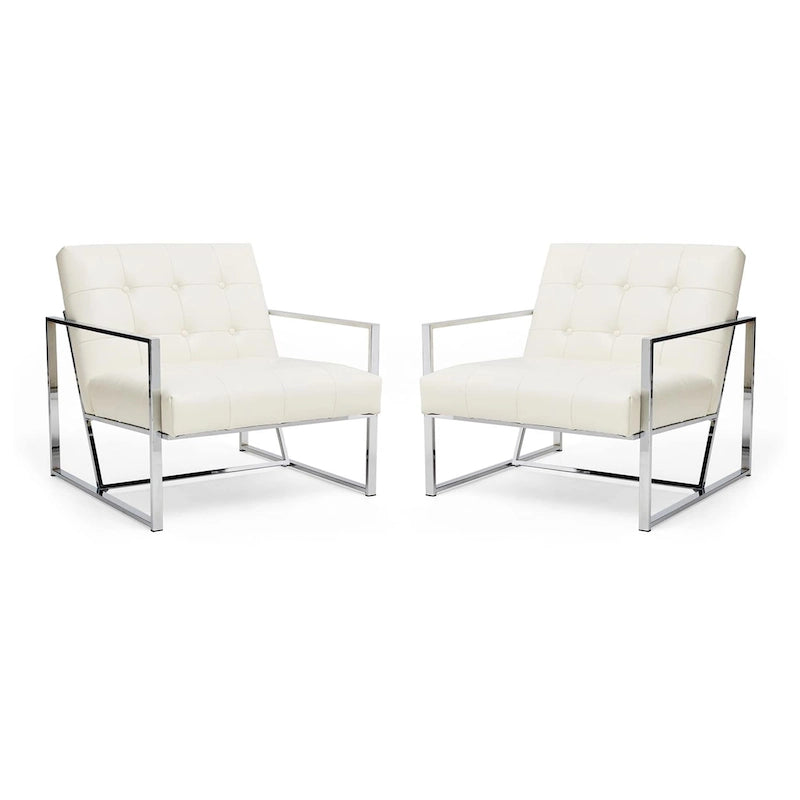 Glitzhome Set di 2 sedie con braccioli imbottite in pelle PU di metà secolo da 29,25 W