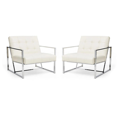 Glitzhome Set di 2 sedie con braccioli imbottite in pelle PU di metà secolo da 29,25 W