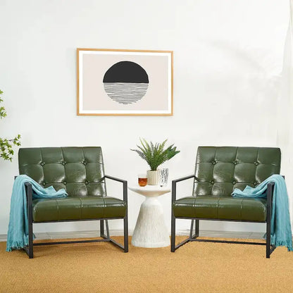 Glitzhome Set di 2 sedie con braccioli imbottite in pelle PU di metà secolo da 29,25 W