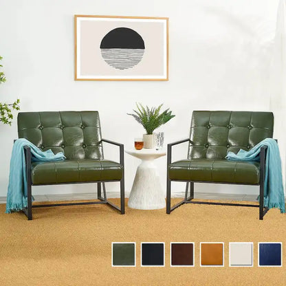 Glitzhome Set di 2 sedie con braccioli imbottite in pelle PU di metà secolo da 29,25 W