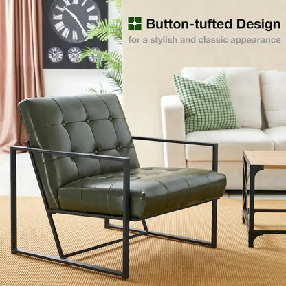 Glitzhome Set di 2 sedie con braccioli imbottite in pelle PU di metà secolo da 29,25 W