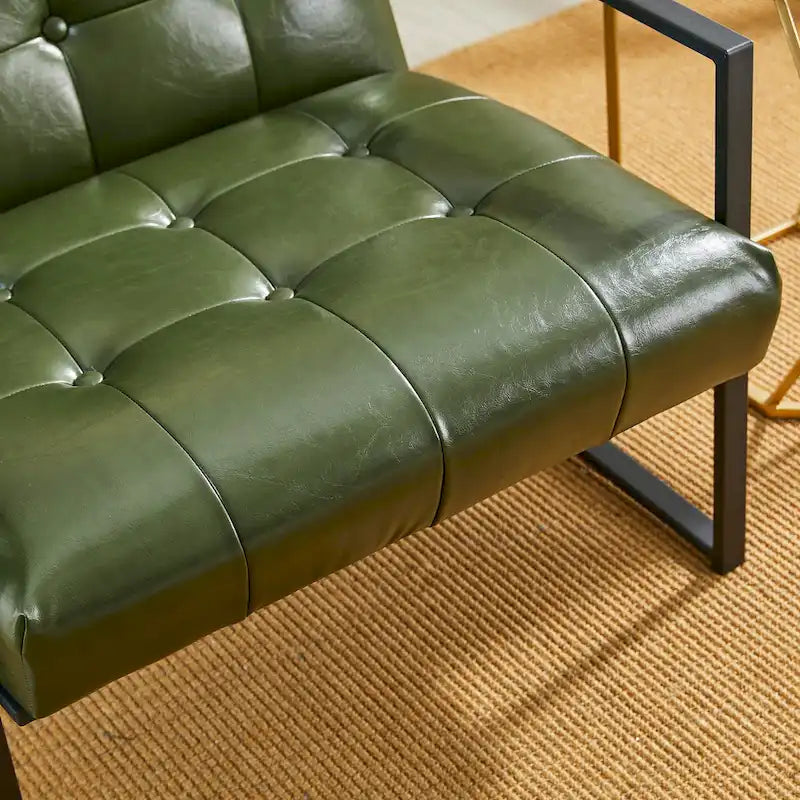 Glitzhome Set di 2 sedie con braccioli imbottite in pelle PU di metà secolo da 29,25 W