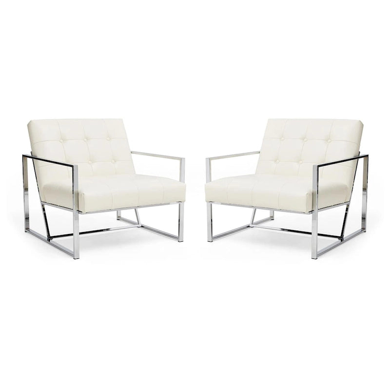 Glitzhome Set di 2 sedie con braccioli imbottite in pelle PU di metà secolo da 29,25 W