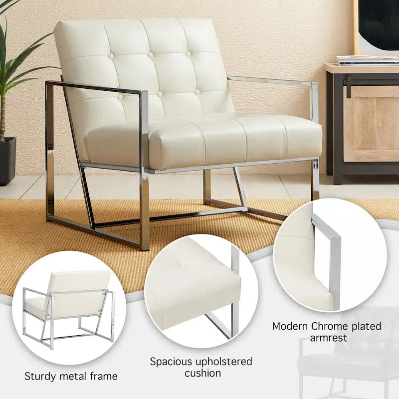 Glitzhome Set di 2 sedie con braccioli imbottite in pelle PU di metà secolo da 29,25 W